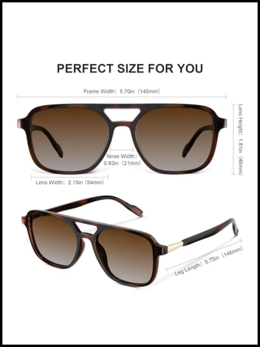 Polarized Retro Aviator Rectangle Sunglasses for Women Men Trendy